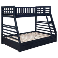 Ashton 2-drawer Wood Twin Over Full Bunk Bed Navy Blue - Home & Sleep Outlet
