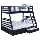 Ashton 2-drawer Wood Twin Over Full Bunk Bed Navy Blue - Home & Sleep Outlet