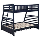 Ashton 2-drawer Wood Twin Over Full Bunk Bed Navy Blue - Home & Sleep Outlet