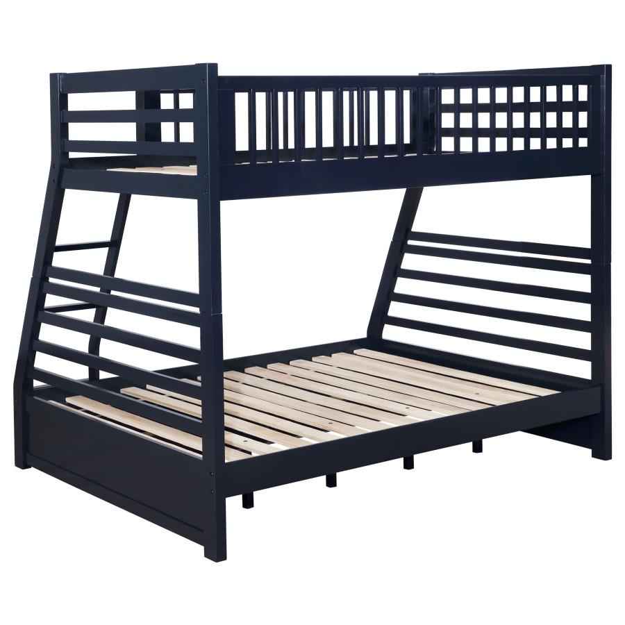 Ashton 2-drawer Wood Twin Over Full Bunk Bed Navy Blue - Home & Sleep Outlet
