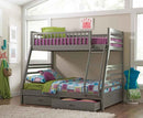 Ashton 2-drawer Wood Twin Over Full Bunk Bed Grey - Home & Sleep Outlet