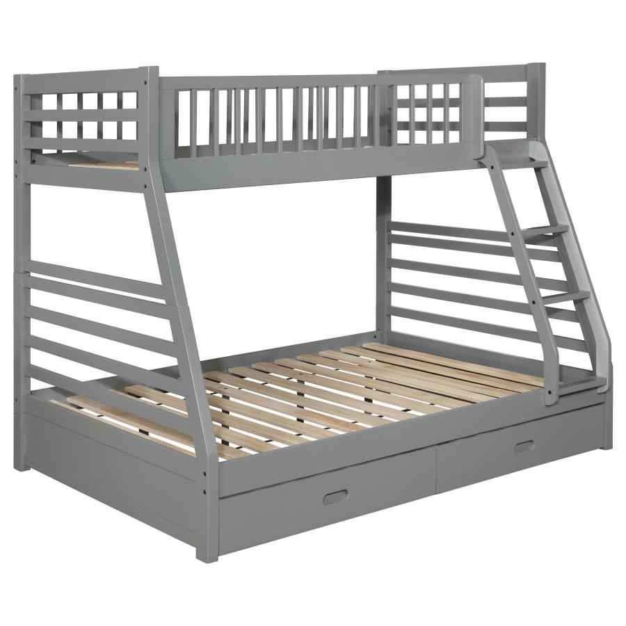 Ashton 2-drawer Wood Twin Over Full Bunk Bed Grey - Home & Sleep Outlet