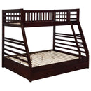 Ashton 2-drawer Wood Twin Over Full Bunk Bed Cappuccino - Home & Sleep Outlet