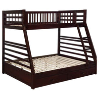 Ashton 2-drawer Wood Twin Over Full Bunk Bed Cappuccino - Home & Sleep Outlet