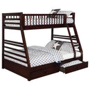 Ashton 2-drawer Wood Twin Over Full Bunk Bed Cappuccino - Home & Sleep Outlet