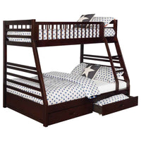 Ashton 2-drawer Wood Twin Over Full Bunk Bed Cappuccino - Home & Sleep Outlet