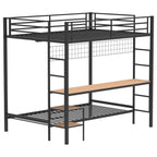 Home & Sleep Outlet - Bettoni Metal Full Over Twin Workstation Bunk Bed Matte Black