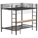 Bettoni Metal Full Over Twin Workstation Bunk Bed Matte Black - Home & Sleep Outlet