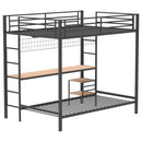 Bettoni Metal Full Over Twin Workstation Bunk Bed Matte Black - Home & Sleep Outlet