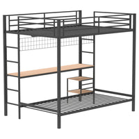 Bettoni Metal Full Over Twin Workstation Bunk Bed Matte Black - Home & Sleep Outlet
