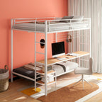 Home & Sleep Outlet - Bettoni Metal Full Over Twin Workstation Bunk Bed Matte White