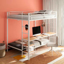 Bettoni Metal Full Over Twin Workstation Bunk Bed Matte White - Home & Sleep Outlet