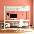 Home & Sleep Outlet - Bettoni Metal Full Over Twin Workstation Bunk Bed Matte White