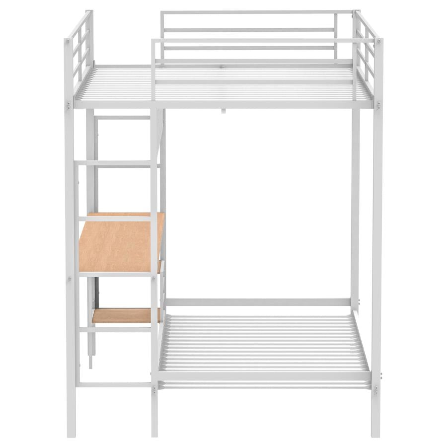 Home & Sleep Outlet - Bettoni Metal Full Over Twin Workstation Bunk Bed Matte White