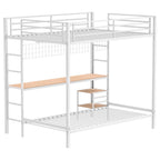 Home & Sleep Outlet - Bettoni Metal Full Over Twin Workstation Bunk Bed Matte White