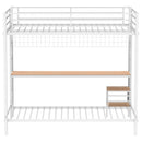 Bettoni Metal Full Over Twin Workstation Bunk Bed Matte White - Home & Sleep Outlet