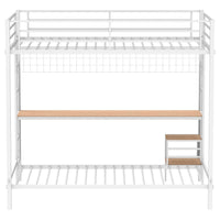 Bettoni Metal Full Over Twin Workstation Bunk Bed Matte White - Home & Sleep Outlet