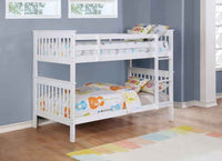 Chapman Wood Twin Over Twin Bunk Bed with Mattress White - Home & Sleep Outlet