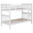 Chapman Wood Twin Over Twin Bunk Bed with Mattress White - Home & Sleep Outlet