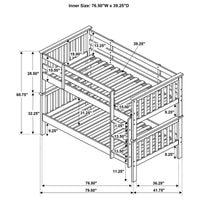 Chapman Wood Twin Over Twin Bunk Bed with Mattress White - Home & Sleep Outlet