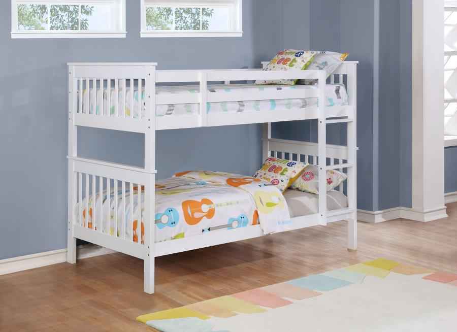 Chapman Wood Twin Over Twin Bunk Bed White - Home & Sleep Outlet