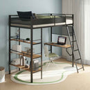 Campus 3-shelf Metal Twin Workstation Loft Bed Matte Black - Home & Sleep Outlet