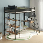 Home & Sleep Outlet - Campus 3-shelf Metal Twin Workstation Loft Bed Matte Black
