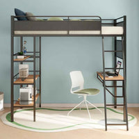 Campus 3-shelf Metal Twin Workstation Loft Bed Matte Black - Home & Sleep Outlet
