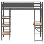 Home & Sleep Outlet - Campus 3-shelf Metal Twin Workstation Loft Bed Matte Black