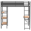Campus 3-shelf Metal Twin Workstation Loft Bed Matte Black - Home & Sleep Outlet