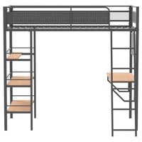 Campus 3-shelf Metal Twin Workstation Loft Bed Matte Black - Home & Sleep Outlet