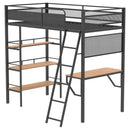 Campus 3-shelf Metal Twin Workstation Loft Bed Matte Black - Home & Sleep Outlet