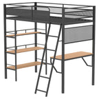 Home & Sleep Outlet - Campus 3-shelf Metal Twin Workstation Loft Bed Matte Black