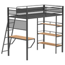 Campus 3-shelf Metal Twin Workstation Loft Bed Matte Black - Home & Sleep Outlet