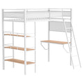 Home & Sleep Outlet - Campus 3-shelf Metal Twin Workstation Loft Bed Matte White