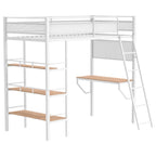 Home & Sleep Outlet - Campus 3-shelf Metal Twin Workstation Loft Bed Matte White