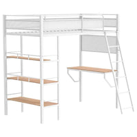 Campus 3-shelf Metal Twin Workstation Loft Bed Matte White - Home & Sleep Outlet