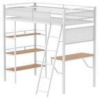 Home & Sleep Outlet - Campus 3-shelf Metal Twin Workstation Loft Bed Matte White