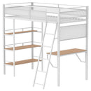 Campus 3-shelf Metal Twin Workstation Loft Bed Matte White - Home & Sleep Outlet