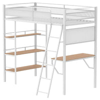 Campus 3-shelf Metal Twin Workstation Loft Bed Matte White - Home & Sleep Outlet