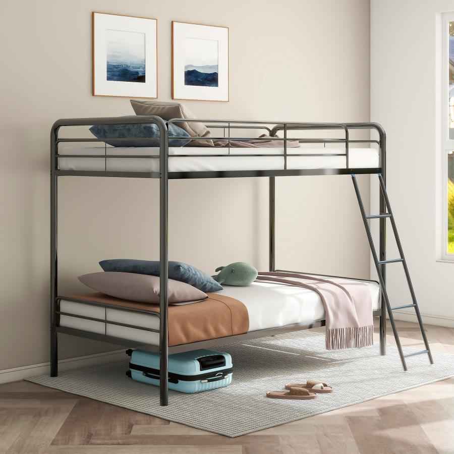 Carson Metal Twin Over Twin Bunk Bed Glossy Black - Home & Sleep Outlet