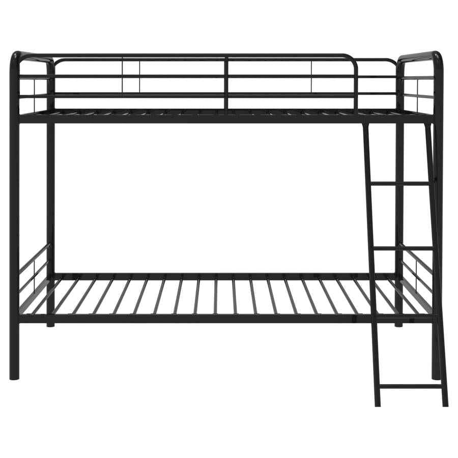 Carson Metal Twin Over Twin Bunk Bed Glossy Black - Home & Sleep Outlet