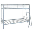 Carson Metal Twin Over Twin Bunk Bed Glossy Silver - Home & Sleep Outlet