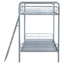Carson Metal Twin Over Twin Bunk Bed Glossy Silver - Home & Sleep Outlet