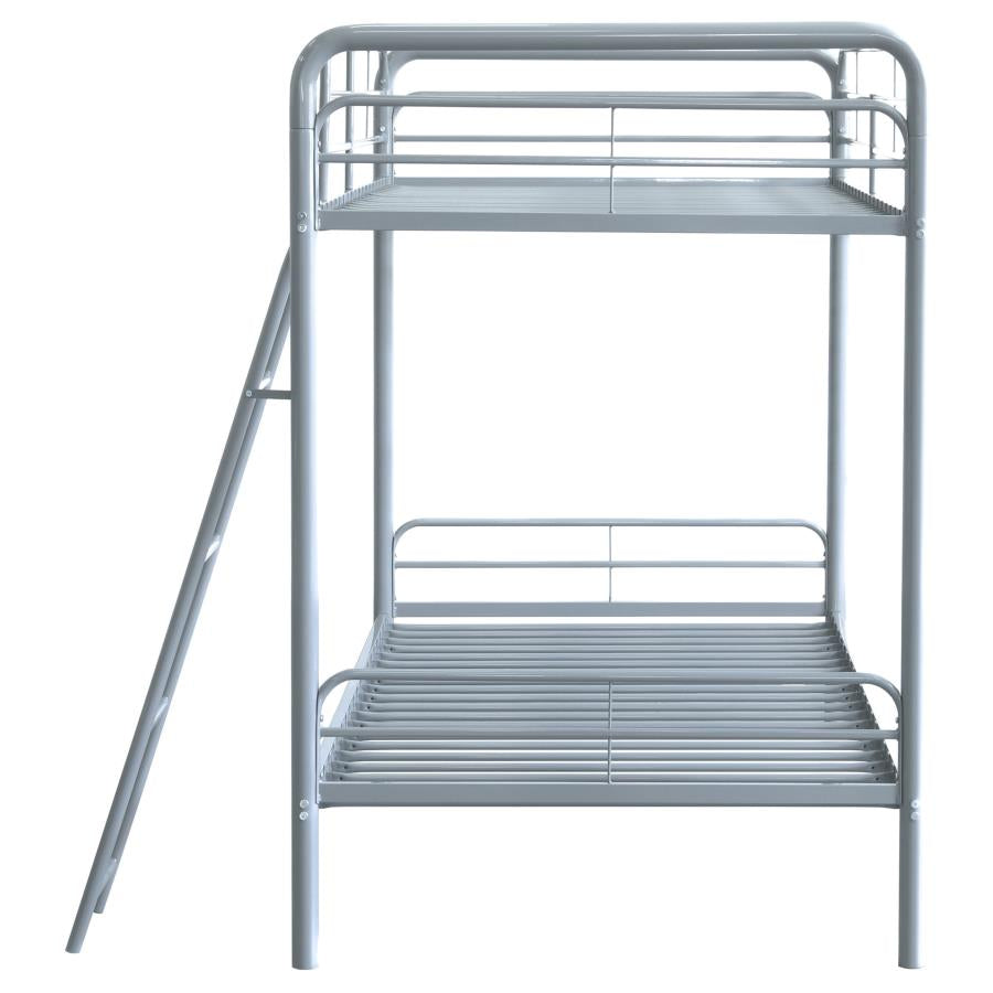 Carson Metal Twin Over Twin Bunk Bed Glossy Silver - Home & Sleep Outlet