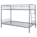 Carson Metal Twin Over Twin Bunk Bed Glossy Silver - Home & Sleep Outlet