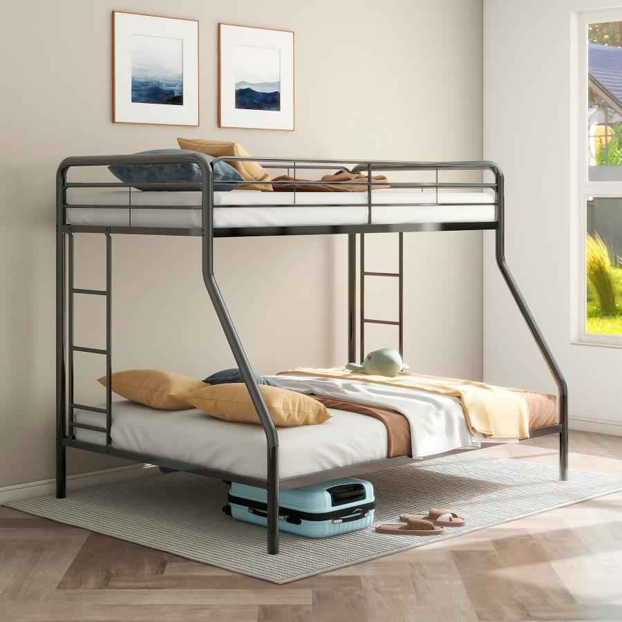 Carson Metal Twin Over Full Bunk Bed Glossy Black - Home & Sleep Outlet