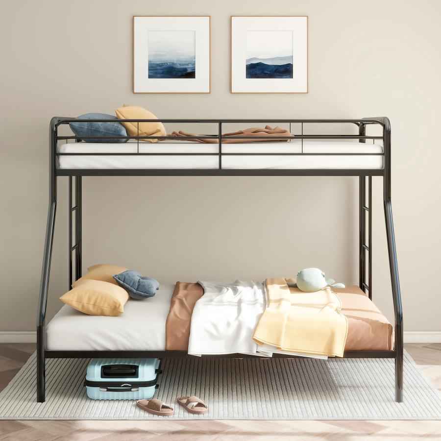 Carson Metal Twin Over Full Bunk Bed Glossy Black - Home & Sleep Outlet
