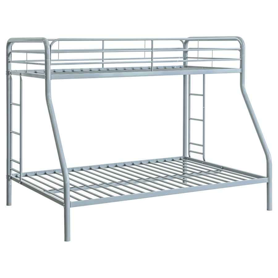 Carson Metal Twin Over Full Bunk Bed Glossy Silver - Home & Sleep Outlet