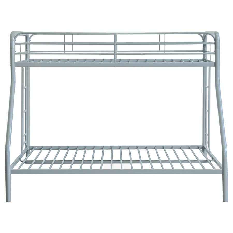 Carson Metal Twin Over Full Bunk Bed Glossy Silver - Home & Sleep Outlet